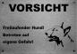 Mobile Preview: Edelstahl Warnschild Bullterrier VORSICHT Freilaufender Hund! Betreten auf eigene Gefahr!